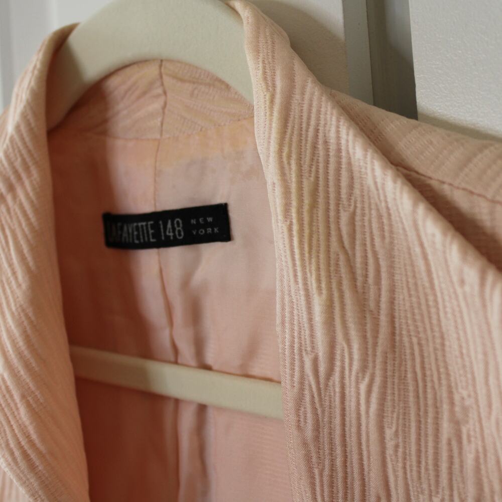 Lafayette 148 New York Blush Pink Textured Open-Front Blazer - Picture 6 of 9